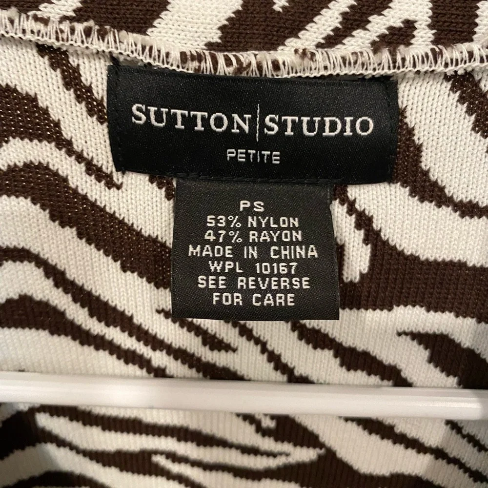 Sutton Studio Animal Print Sweater Blazer Size Petite Small